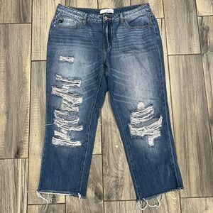 Kancan Trendy Distressed Ankle Jeans in Blue Size 13/30 Priced to Sell!